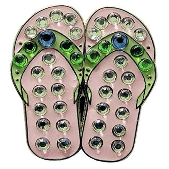 Navika Flip Flops Crystal Cap Clip & Ball Marker Set One Size Pink/green