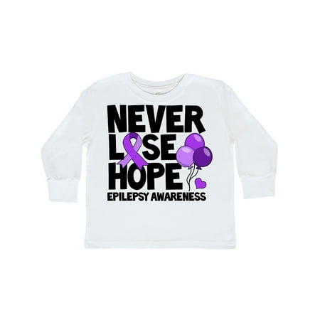 

Inktastic Never Lose Hope Epilepsy Awareness with Balloons and Purple Ribbon Gift Toddler Boy or Toddler Girl Long Sleeve T-Shirt