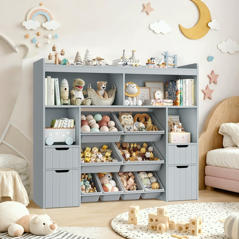 洋書 Toys and Children's Furniture Amazon.com: KOTEK 5-Cubby Toy Storage Organizer, Wooden Toy