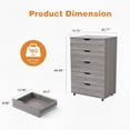 thumbnail image 4 of S-HOME Versatile 5-Drawer Dresser with Wheels  Wood Finish - Modern Storage Cabinet for Organizing Spaces, Gray, 4 of 13