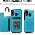 thumbnail image 5 of Design for Samsung Galaxy A20S Case with Tempered Glass Screen Protector Credit Card Holder Slot, Leather Wallet Phone Cases Kickstand Protective Cover for Galaxy A 20S Plus A207M Women Men Girls Blue, 5 of 13