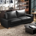 thumbnail image 4 of Poshby 71.25''W Faux Leather Loveseat 2 Seater Couch Sofa with Side Pockets for Living Room, Black, 4 of 8