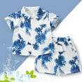 thumbnail image 2 of FYDUU Toddler Baby Boy Clothes Boys Hawaiian Outfit 2Pcs Set Summer Beach Button Down Short Sleeve Shirts + Shorts Suit 3-4 Years, 2 of 3