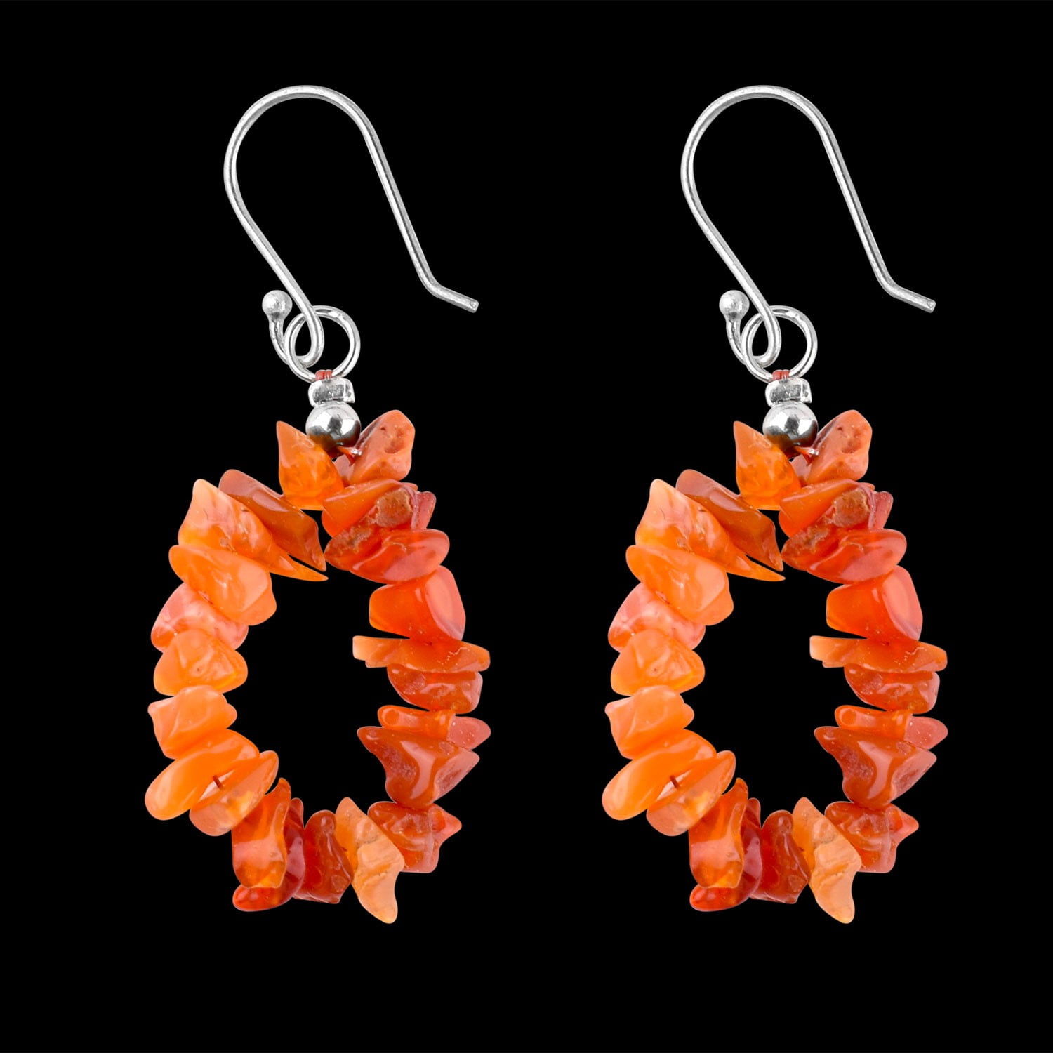Natural Raw Mexican Fire Opal Gemstone Crystal Chips Nuggets Beads Handmade Jewelry Set For Women, Healing Chakra Crystal, Birthstone Rhodium Plating 925 Sterling Silver (Pack of 3)