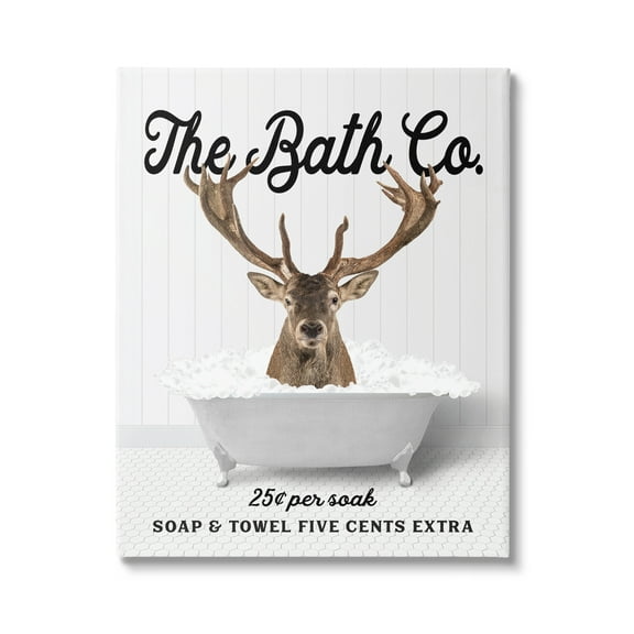 Stupell Industries Bubble Bathtub Deer Animals & Insects Painting Gallery Wrapped Canvas Print Wall Art, 16 x 20