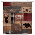 thumbnail image 6 of Rustic Bear Cabin Shower Curtain 72Wx72H Inches Country Lodge Deer Wildlife Woodland Animal Adventure Awaits Western Bathroom Home Decor Fabric Waterproof Polyester Set 12 Hooks, 6 of 6