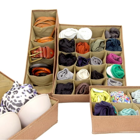 Set Of 4 Drawer Organizers For Underwear Bras Boxers Hosiery