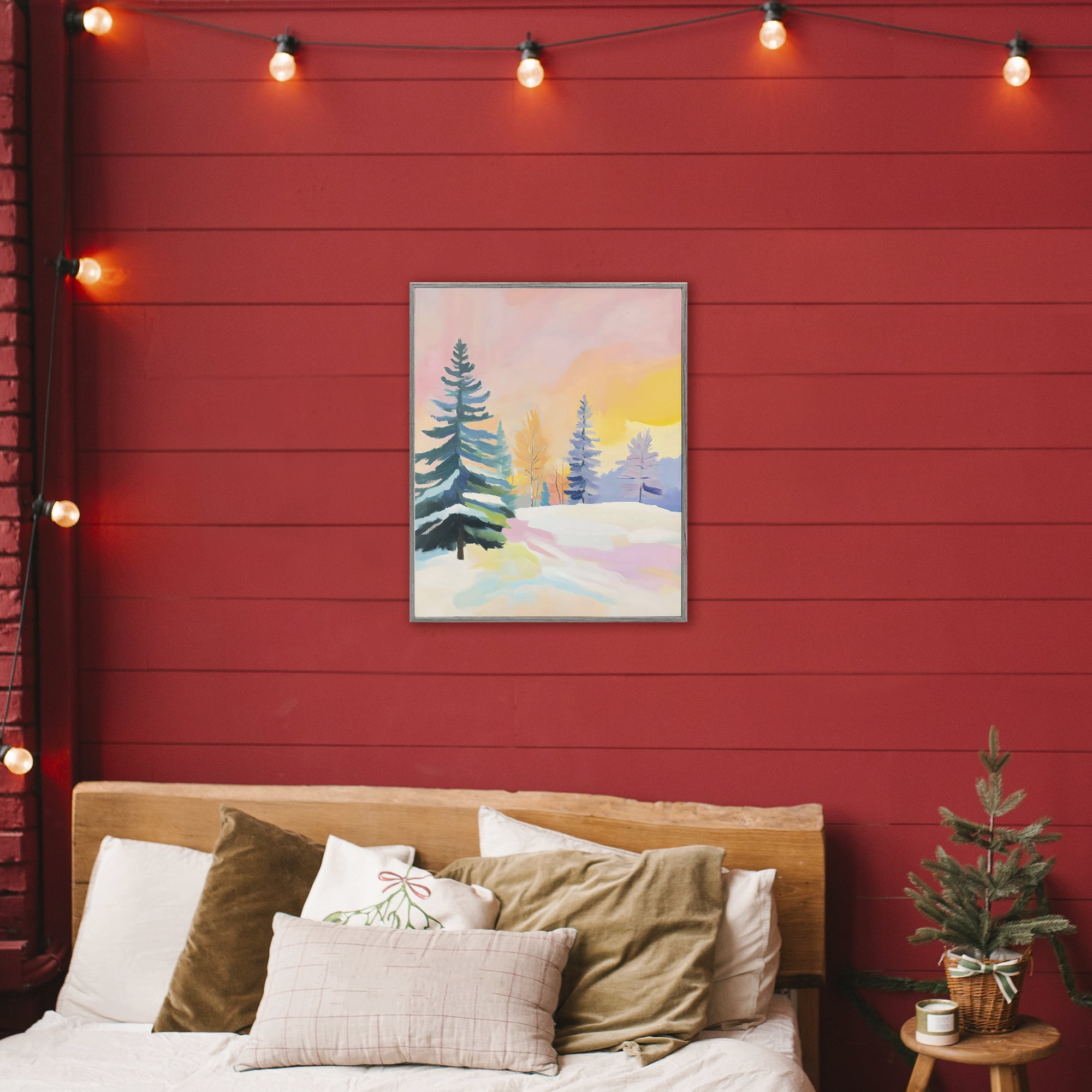 Stupell Industries Winter Forest Snowscape in Pastels Gray Framed Giclee Art, design by The Prints Vibe