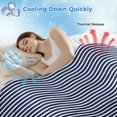 thumbnail image 3 of Farmhouse Navy Blue White Striped Cooling Blanket, Lightweight Breathable Summer Throw Blanket with Double Sided Cold Effect, Modern Stripes Picnic Beach Blankets Bed Sheet for Hot Sleepers 30"x40", 3 of 8