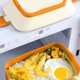 thumbnail image 5 of Fiambrera para niños con bonito conejo, doble compartimento, contenedor de almuerzo para estudiantes, contenedor de comida para microondas para parejas, naranja, pequeño, 1L, 5 of 5