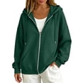 thumbnail image 2 of Zip Up Hoodie Women 2026 Y2K Casual Long Sleeve Oversized Hooded Sweatshirts Fall Winter Comfy Jackets with Pockets Dark Green 2XL, 2 of 6