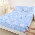 thumbnail image 3 of Homewish Cartoon Sakura Floral Full Size Sheets,Rustic Flower Bed Sheets,Blue White Sheet Sets For Girls Kids,Breathable Home Decor,4-Piece, 3 of 7