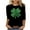 Black-Shirts, variant on Womens St Patrick's Day 3/4 Sleeve Plus Size Blouse Trendy Funny Four Leaf Clover Print Round Neck Tunics Dressy Casual Ireland Festive Shirts