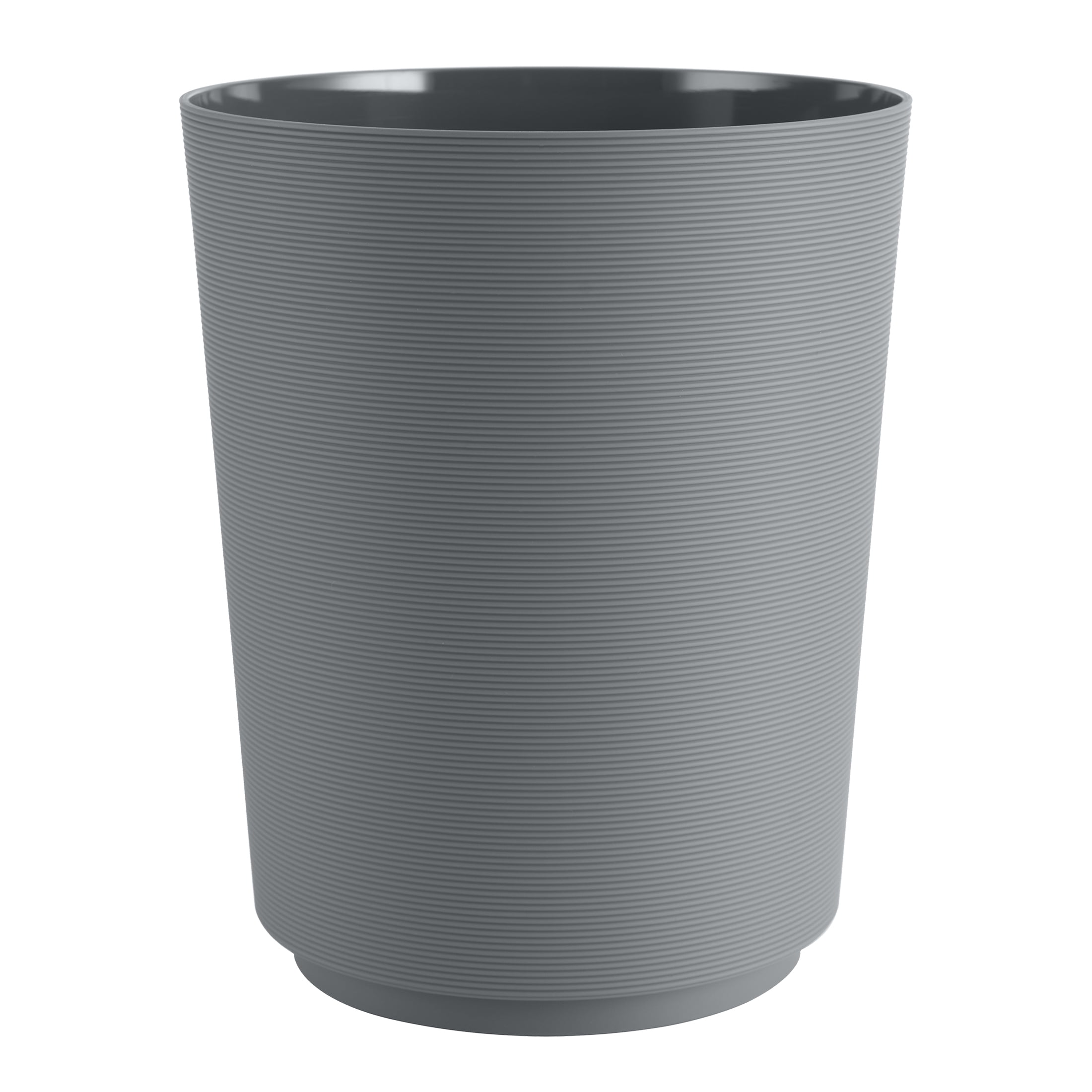 Mainstays Soft Touch Ribbed Plastic 1.98 Gallon Wastebasket in Grey for Bathroom, Kitchen and Bedroom