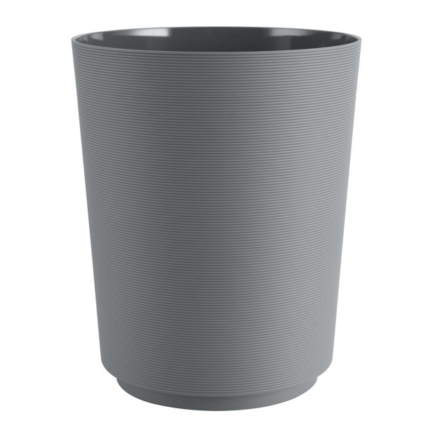 Mainstays Soft Touch Ribbed Plastic 1.98 Gallon Wastebasket in Grey for