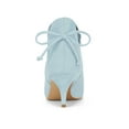 thumbnail image 2 of DARING DIVA Women's Pointy Toe Kitten Heel Ankle Booties Sky Blue 6, 2 of 7