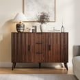thumbnail image 2 of Kuublock Sideboard Buffet Cabinet Credenza Modern Fluted Walnut 3 Drawers 2 Doors 47 Inch, 2 of 7