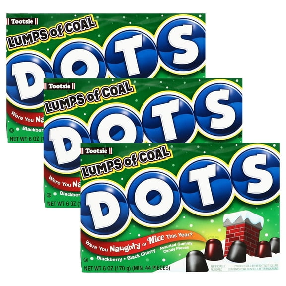 Lumps of Coal Gumdrop Candies 6 oz Blackberry Black Cherry Flavor Theater Boxes for Holiday Stocking Stuffer Party Favor Sweet Treats Snack Candy Bowls Goodie Bag Basket Fillers Gifts Supplies, 3 ct