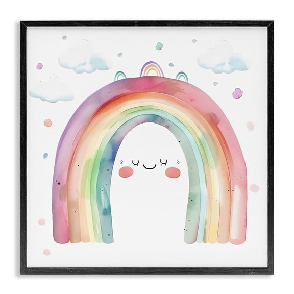 Stupell Industries Cute Smiling Rainbow Black Framed Giclee Art, design by Creative Studio