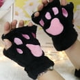 thumbnail image 3 of Waroomhouse 1 Pair Women Winter Gloves Half finger Cat Paw Shape Thick Plush Elastic Warm Heat Retention Non slip Windproof Wrist Cycling Riding Mittens, 3 of 8