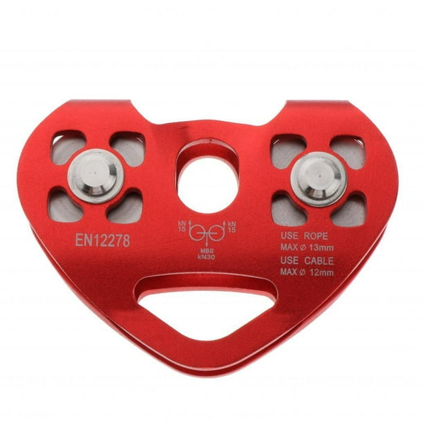 Tirolesa de 30 kN con polea doble y rodillo para escalada en roca rojo