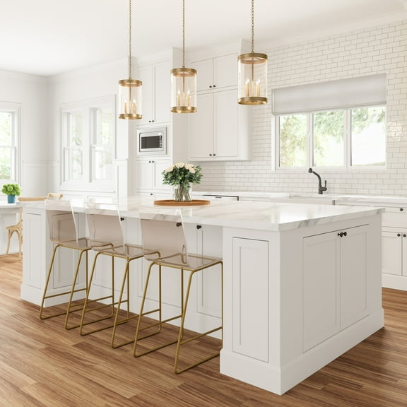 Atlas Lighting and Home 4-Light Cylindrical Hanging Pendant Ceiling Light Fixture - 22.75" Brushed