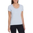 thumbnail image 1 of Tommy Hilfiger Womens Lattice-Trim Basic T-Shirt, Blue, Medium, 1 of 1