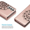 thumbnail image 5 of Mandala Wallet Case for Samsung Galaxy S21 5G,Detachable 2 in 1 PU Leather Flip Case with Magnetic Button Lanyard (9Card Slots+3Pockets+1Driver's License Pocket)-Rose Gold, 5 of 12