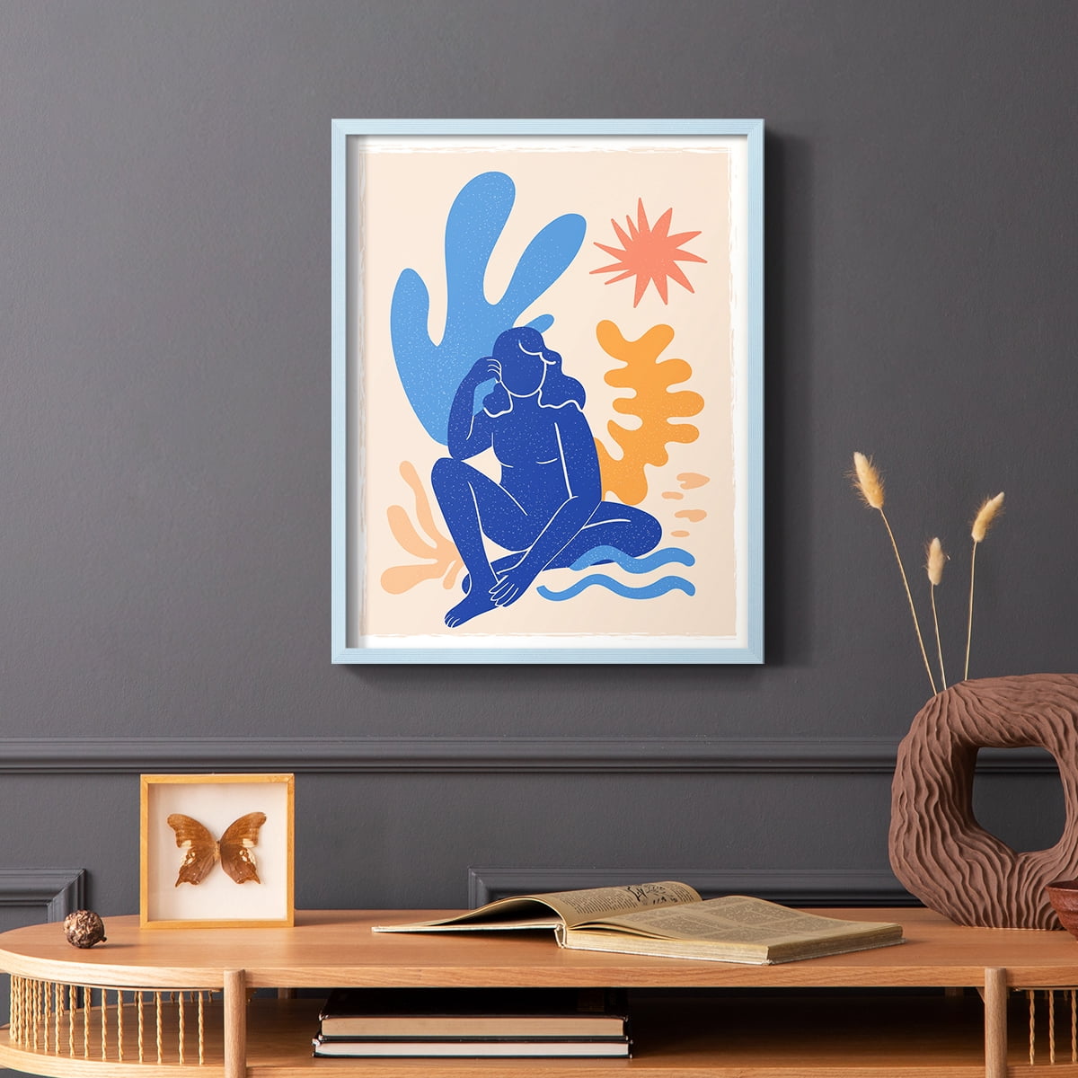 Matisse CCCLXIII in Blue Solid Wood 22 x 28 Framed Print