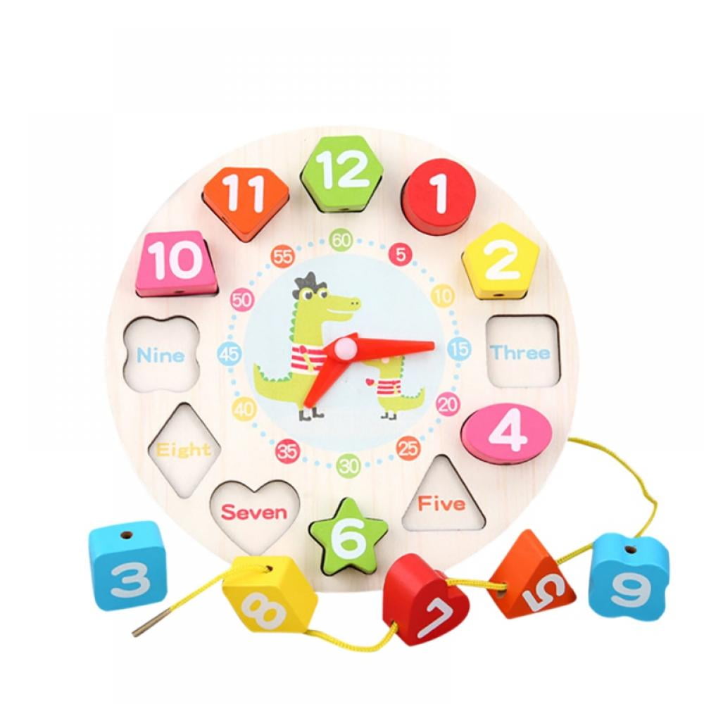 Details about   Children Education Clock Learning Wooden Beaded Digital Puzzles Cartoon Animals
