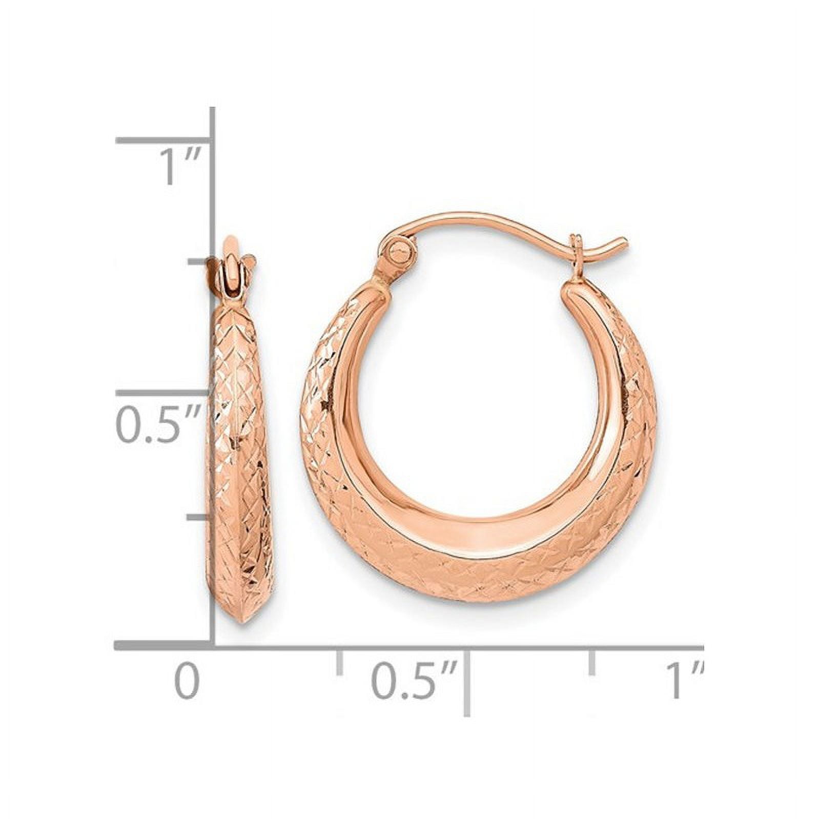 14K Rose Pink Gold Textured Hollow Hoop Earrings Walmart
