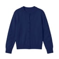 thumbnail image 2 of Kids' Solid Color Round Neck Button Cardigan, Long Sleeve Knit Outerwear, Ideal for Daily School Looks and Casual Family Outings, 1-11 Years Navy 6-7 Years, 2 of 9