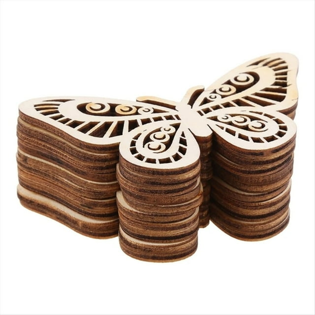 60 Piezas de Adornos de Mariposas Cortadas, de Madera, Decoración de Bodas, Colgante de Madera de Mariposa Hueca de Madera