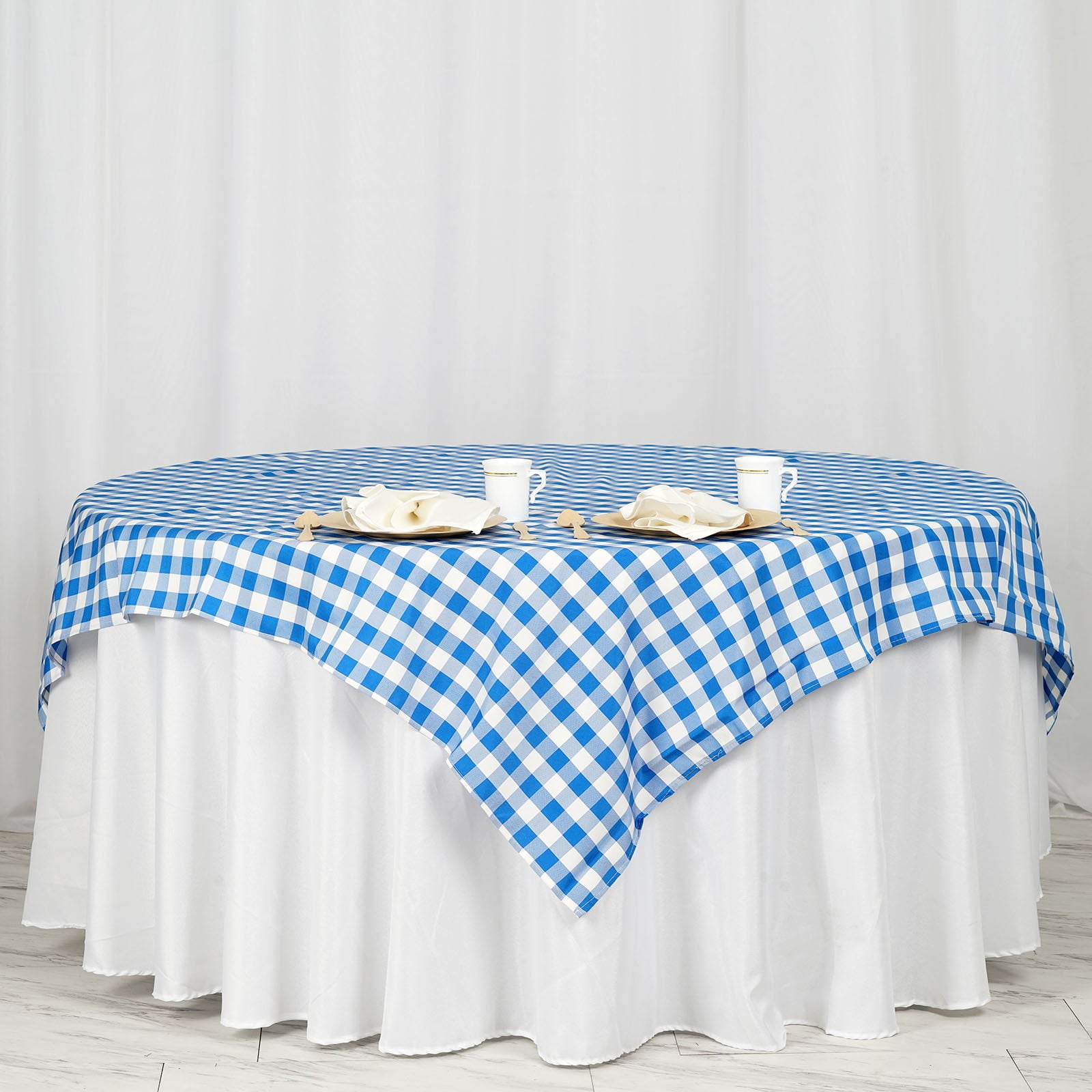 BalsaCircle 70" x 70" Square Gingham Checkered Polyester Tablecloth for
