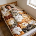 thumbnail image 5 of Cute 9 Squares Sleeping Cats Flannel Fleece Blanket Soft Warm Throw Blanket For Home Couch Bed, 5 of 5