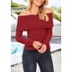 thumbnail image 5 of Suéter PRETTYGARDEN Mujer Hombros Descubiertos Tejido Acanalado Rojo Óxido Talle L, 5 of 8
