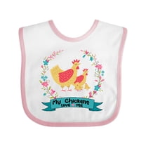 Inktastic Chicken Farming My Chickens Love Me Girls Baby Bib