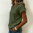 thumbnail image 4 of Womens Short Sleeve V Neck Tshirts Tops Summer Boho Beach Tops Solid Color Raw Edge Hem Gauze Blouses, L, 4 of 6