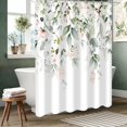 thumbnail image 4 of Spring Shower Curtain, Sage Green Eucalyptus Leaf Pink Watercolor Floral Botanical Plants Bathroom Curtain Waterproof Fabric Machine Washable with Hooks, 72" Wx84 L, 4 of 6