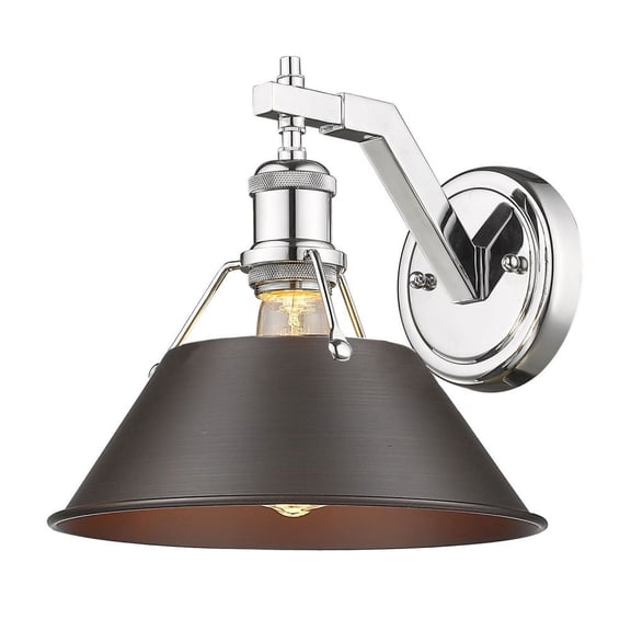 Yep by Golden Lighting Orwell 1-light Wall Sconce in Chrome and Rubbed Bronze shade