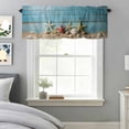 thumbnail image 3 of Summer Ocean Starfish on Blue Valances for Windows,Kitchen Valance Rod Pocket Short Curtain, Vintage Wood Board Valance Curtain Window Valances for Bedroom Bathroom Living Room 42x12in, 3 of 9