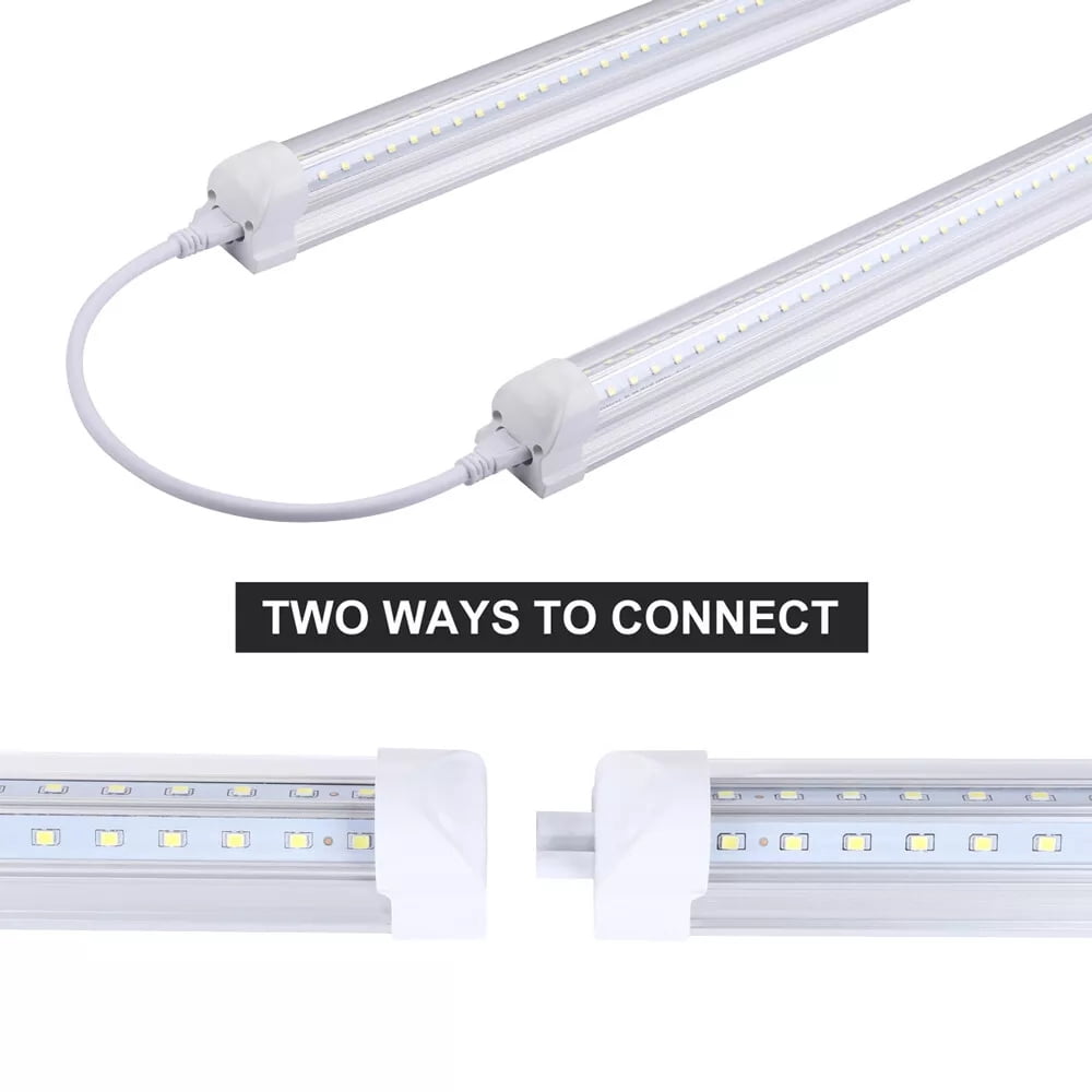8FT LED Shop Light Fixture, White 12 PackT8 Integrated Tube Lights, 100W 15000LM 6500K High Output Clear Cover, V Shape 270 Degree Lighting for Garage Warehouse, Upgraded Lights Plug and Play