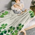 thumbnail image 4 of Sherpa Fleece Throw Blanket Cozy Soft Warm Bed Blankets,St.Patrick''s Day Four Leaf Clover Green Pattern Fuzzy Plush Microfiber Lightweight Blankets All Season for Couch Sofa 40x50IN, 4 of 6