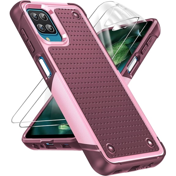 LeYi Hard Shell Bumper Cell Phone Case for Samsung Galaxy A12, Pink, New, 3 Pack