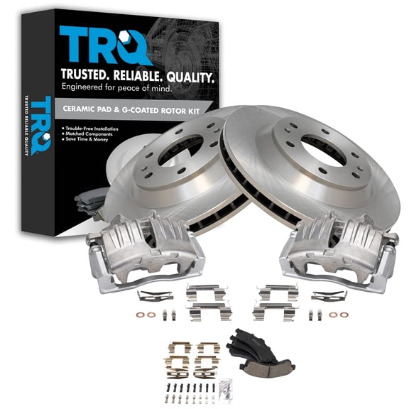 TRQ Front Brake Pad & Rotor Kit Brake Caliper Brake Pads Brake Rotor Ceramic Vented Fits Select 2004-2005 Isuzu Ascender
