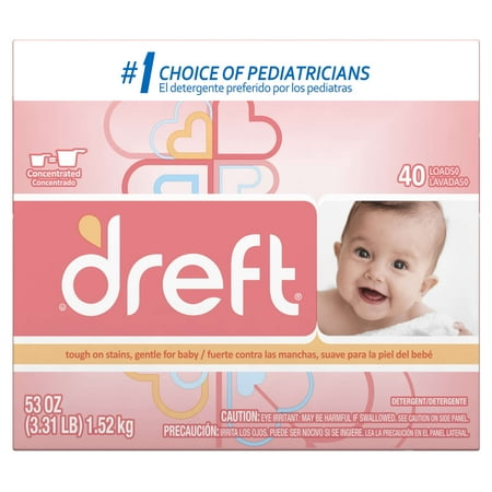 Dreft Baby Original Scent Powder Laundry Detergent, 40 Loads, 53 oz.