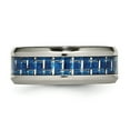 Titanium Polished Blue/White Carbon Fiber Inlay Ring