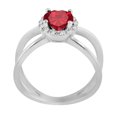 thumbnail image 3 of AoneJewelry 0.85 Carat 6MM Round Created Ruby and Diamond Ring In 10K Solid Rose, White & Yellow Gold, 3 of 5