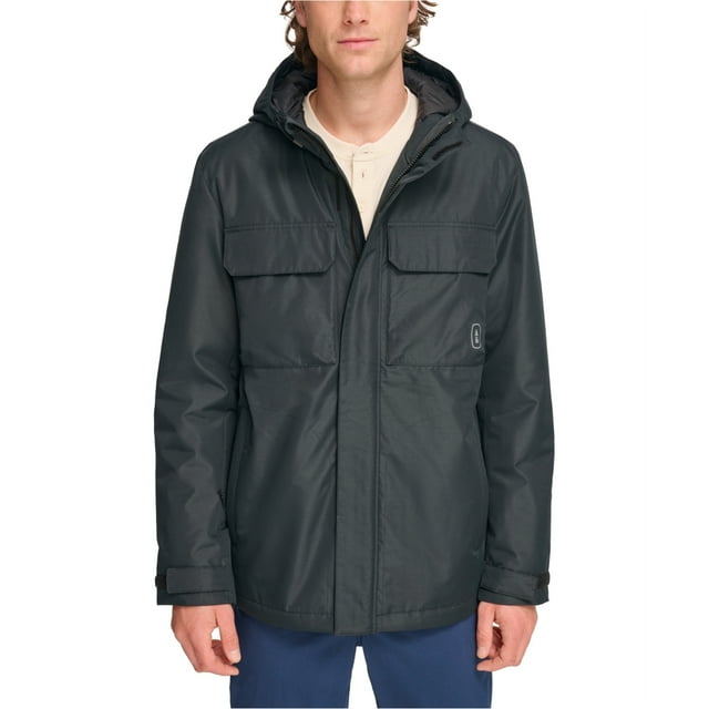 BASS OUTDOOR Coupe-Vent à Capuche pour Hommes, Noir, TG