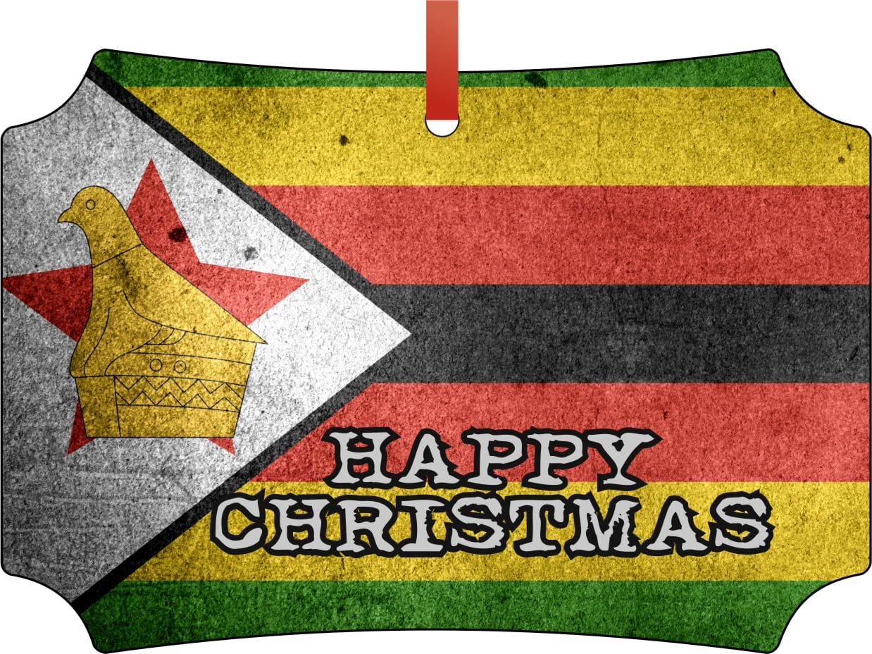 Flag Zimbabwe Zimbabwe Grunge Flag Happy Christmas Double Sided